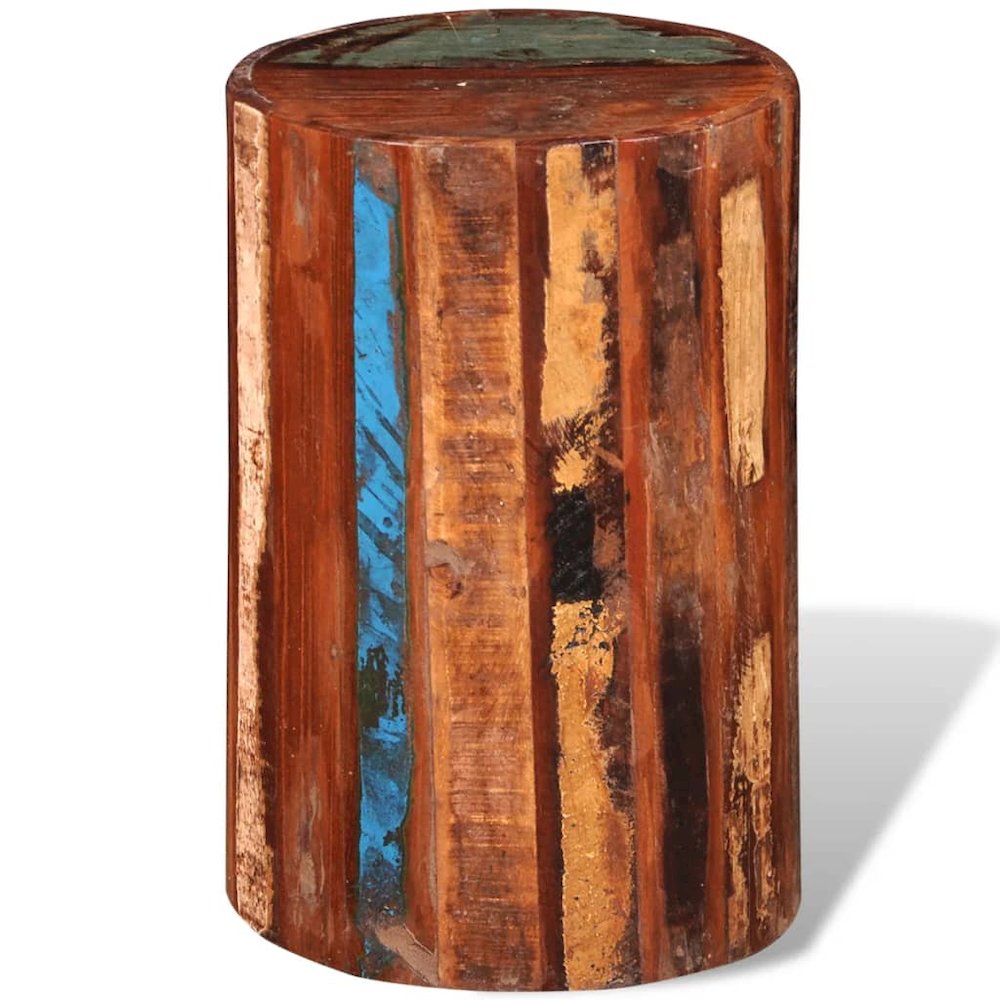 Stool Multicolored Reclaimed solid wood 17.7 x 11.8 in Durable