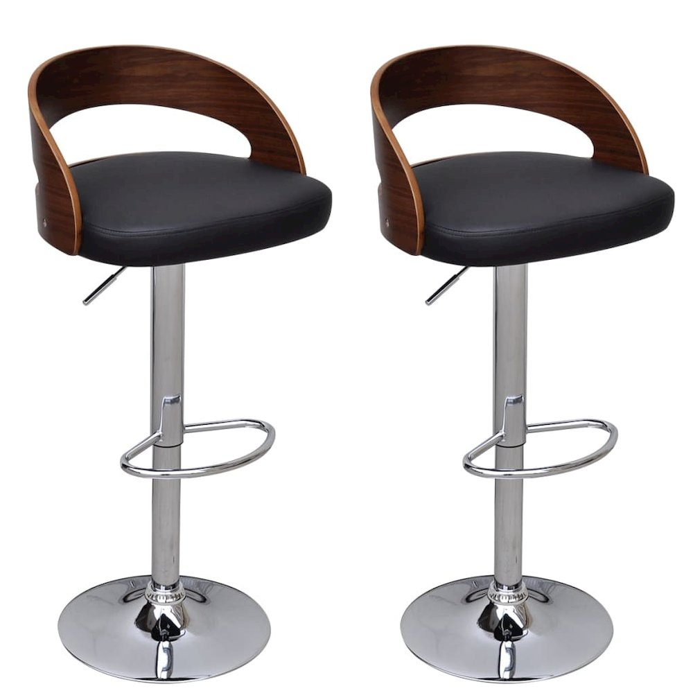Bar Stool Set of 2 Black, Brown