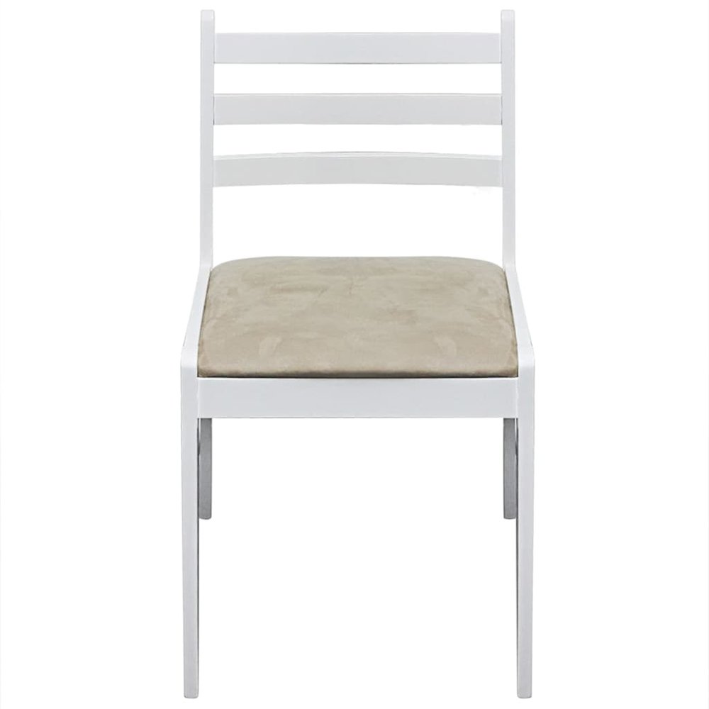 Dining Chairs 4 pcs White Solid Rubber Wood and Velvet