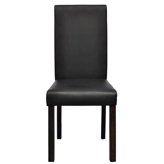 Dining Chair Set of 4 Black Wooden frame, faux leather Standard