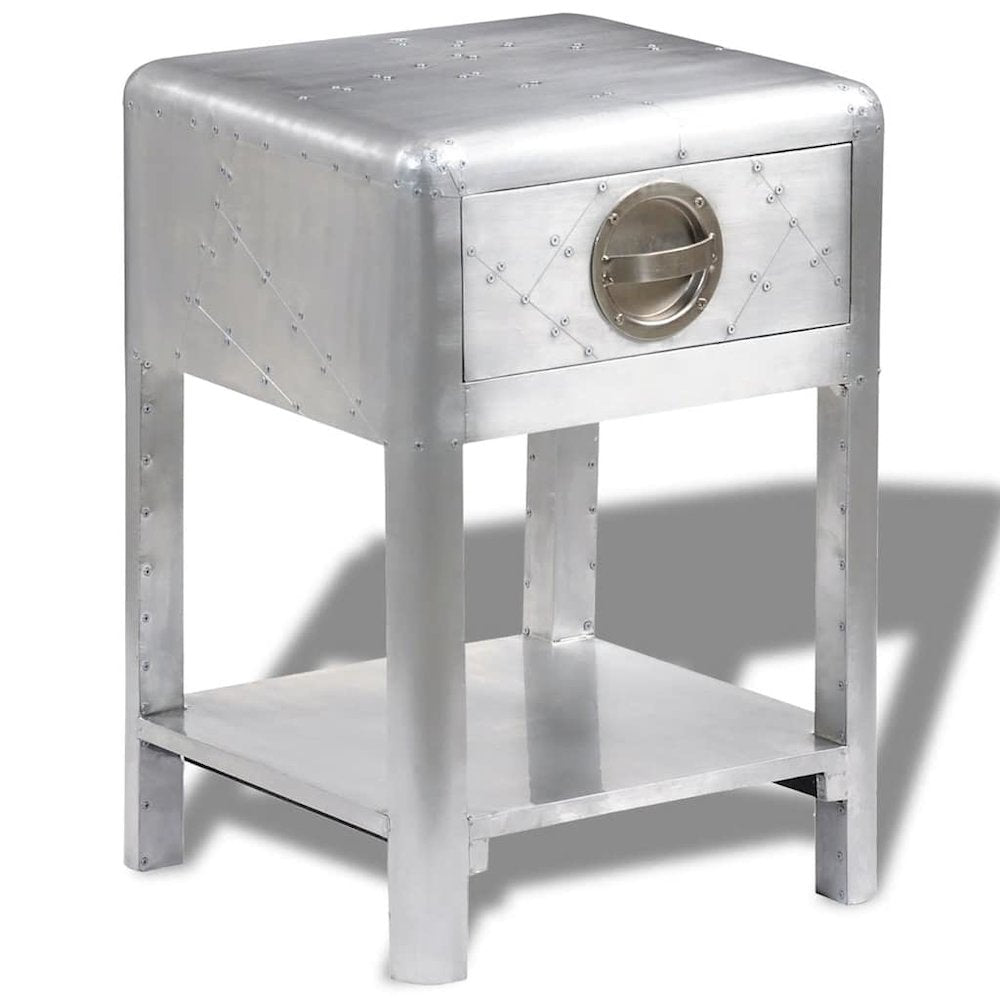 vidaXL Aviator End Table with 1 Drawer Vintage Aircraft Airman Style, 242115