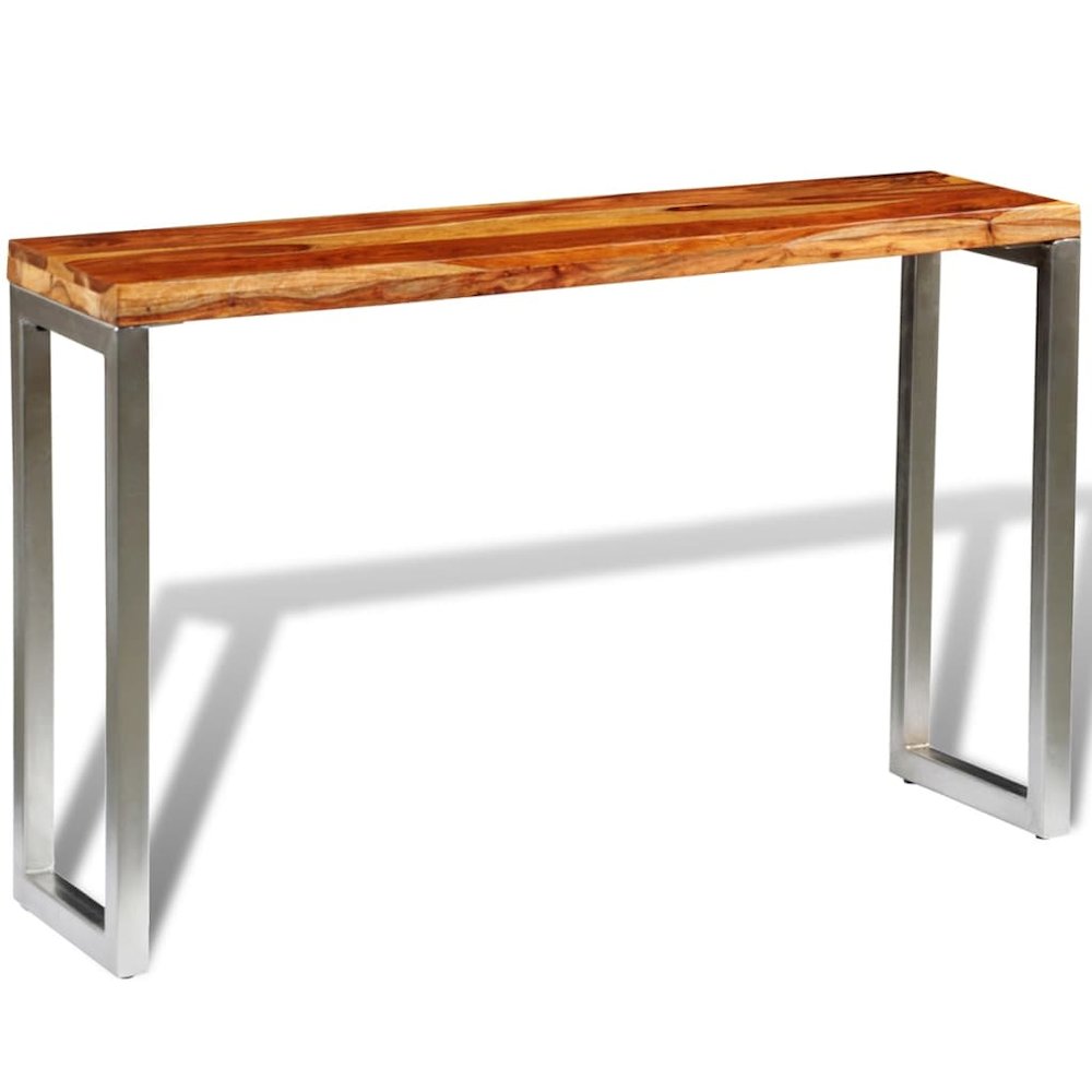 vidaXL Solid Sheesham Wood Console Table with Steel Leg, 242125