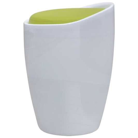 Stool White, Apple Green ABS Plastic, Faux Leather Standard Stool