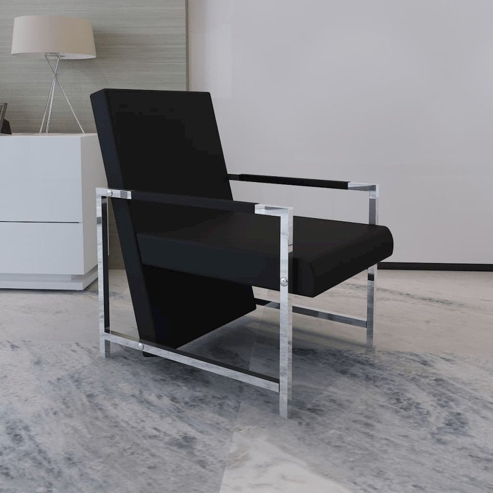 Armchair Black Artificial Leather Standard Ergonomic Armchair