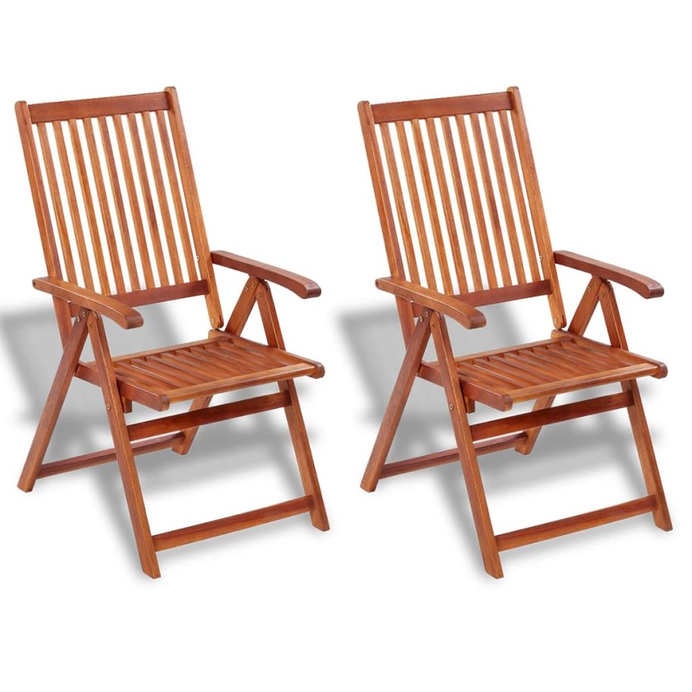 Dining Chair Set of 2 Natural Brown Solid Acacia wood Standard