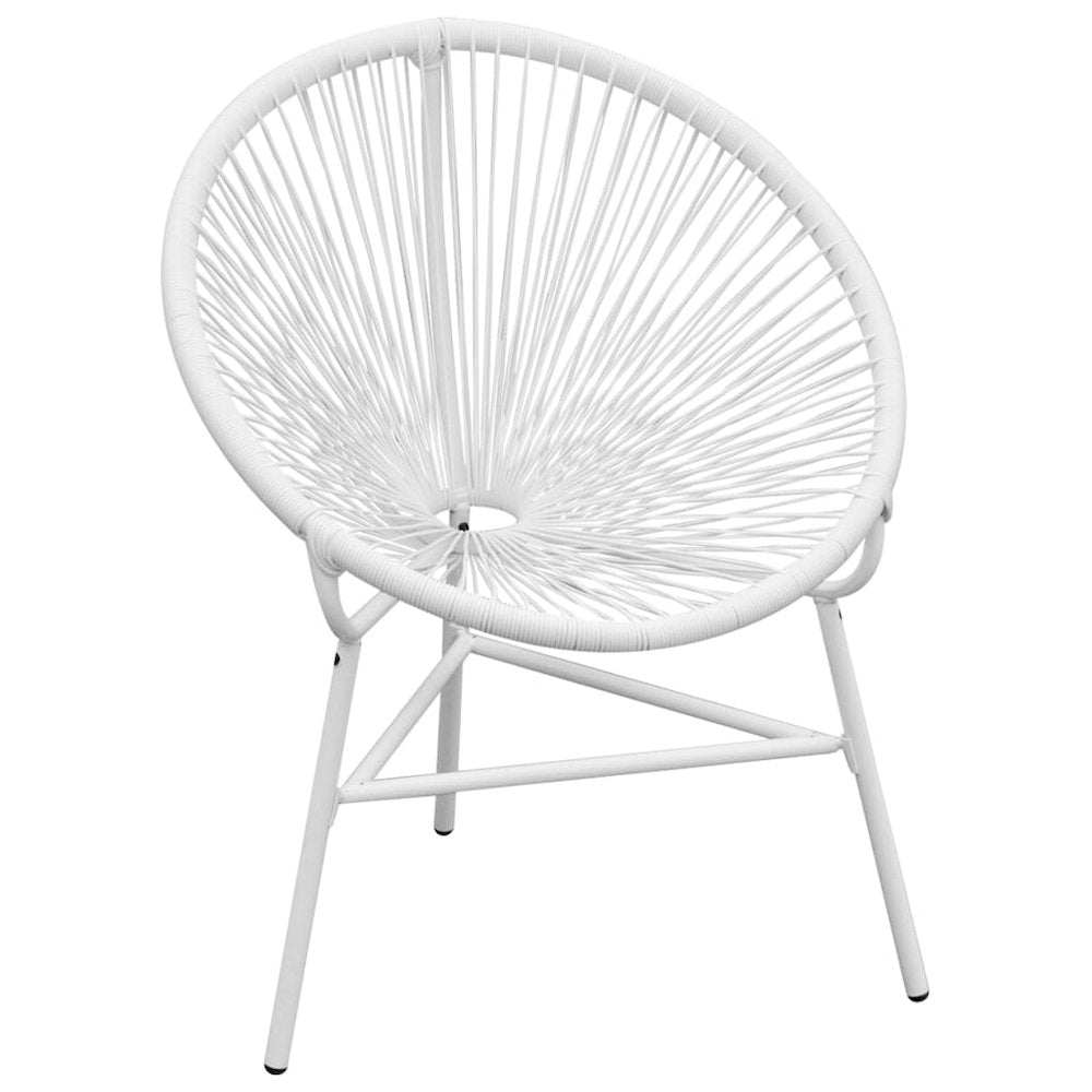 Garden Chair White PE Rattan, Powder-Coated Steel Medium Tough
