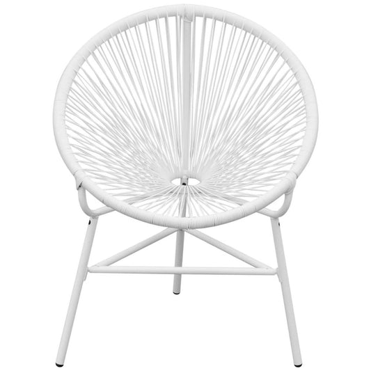 Garden Chair White PE Rattan, Powder-Coated Steel Medium Tough