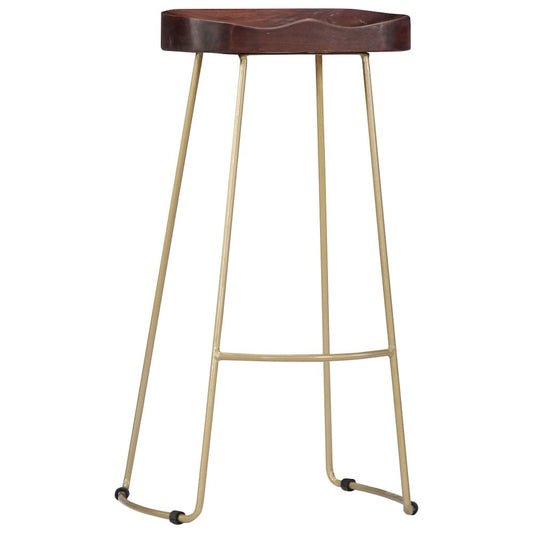 Bar Chair Set of 2 Walnut brown and brass