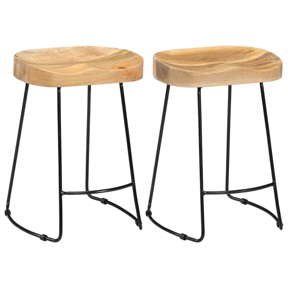 Bar Chair Set of 2 Brown and black