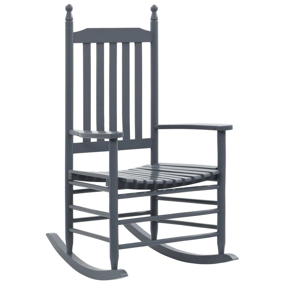 vidaXL Rocking Chair with Curved Seat Gray Poplar Wood, 45698