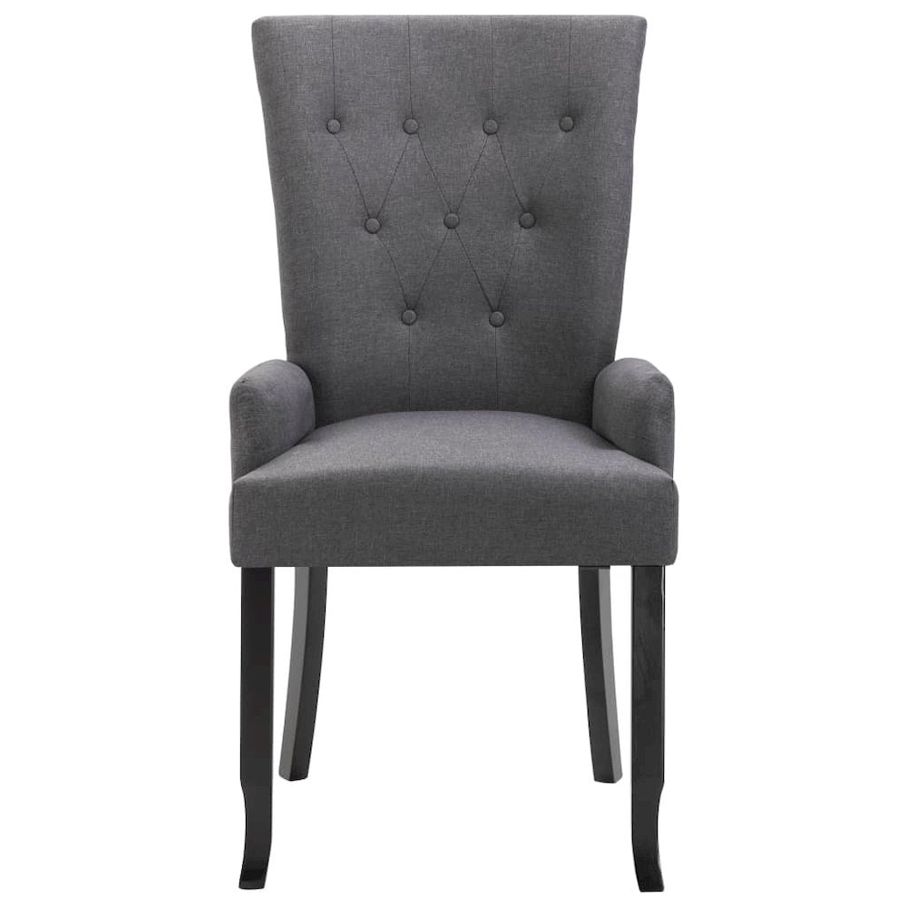 Dining Chair with Armrests Dark Gray Fabric