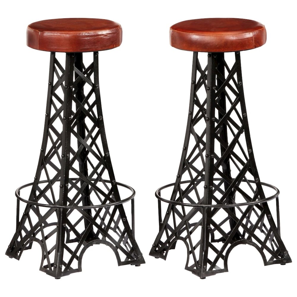 Bar Stool Set of 2 Brown and Black