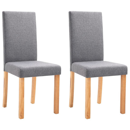 Dining Chair Set of 2 Light Gray Fabric and Rubber wood Regular