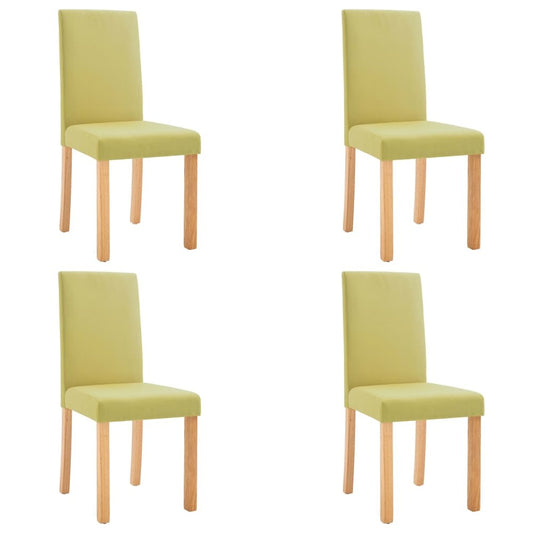 Dining Chair Set of 4 Green Fabric and Rubber wood Standard