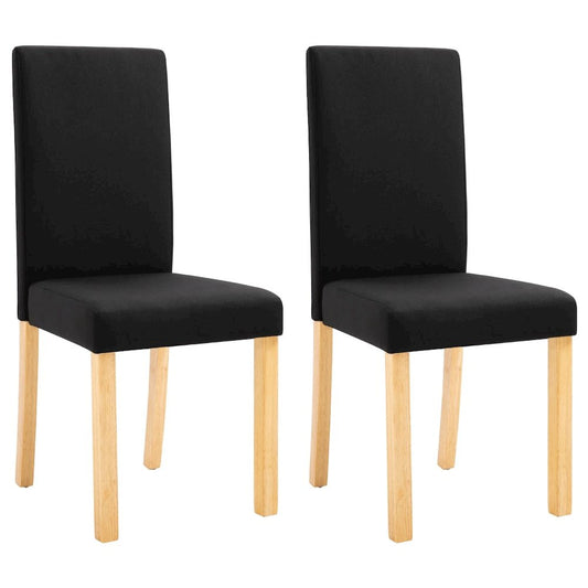 Dining Chair Set of 2 Black Fabric, Rubber Wood Standard