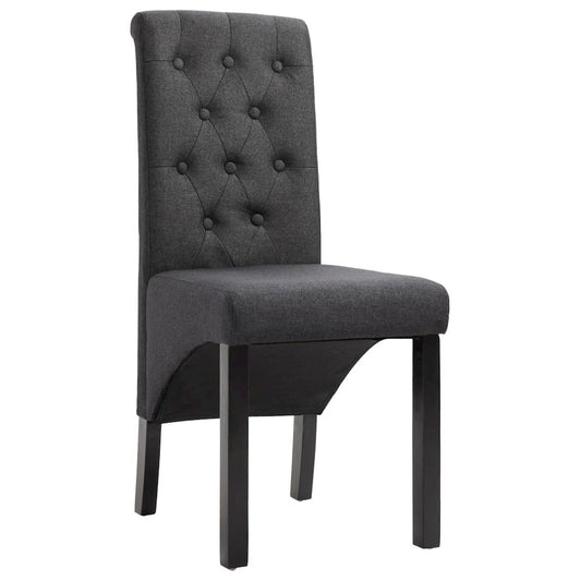 Dining Chair Set of 2 Dark Gray Fabric and Rubberwood Standard
