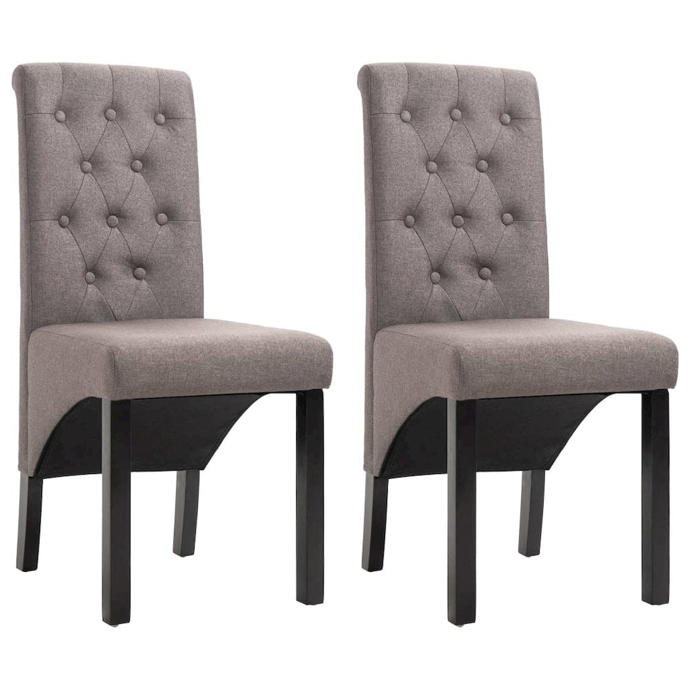 Dining Chair Set of 2 Taupe Fabric, Rubber wood Standard