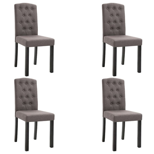 Dining Chair Set of 4 Taupe Fabric + Rubber wood frame Standard