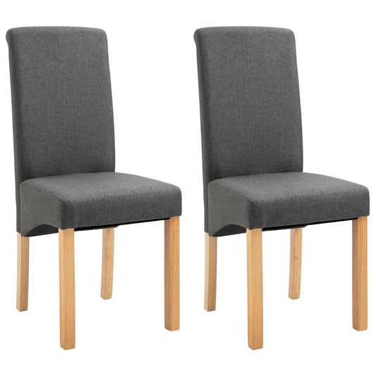 Dining Chair Set of 2 Grey Fabric Standard Ergonomic