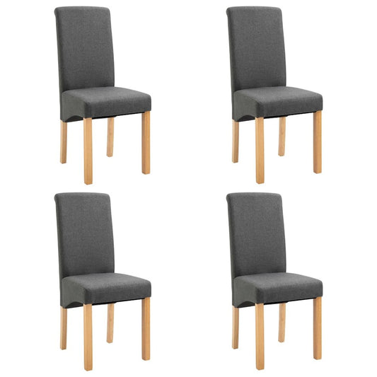 Dining Chair Set of 4 Gray Fabric and wood