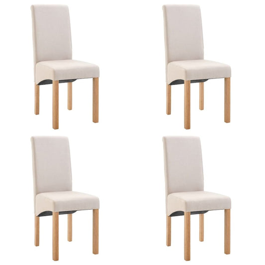 Dining Chair Set of 4 Cream Fabric, Wood Standard Ergonomic