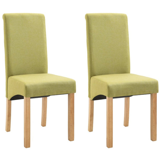 Dining Chair Set of 2 Green Fabric and wooden frame Standard