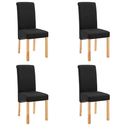 Dining Chair Set of 4 Black Fabric and wood Standard Ergonomic