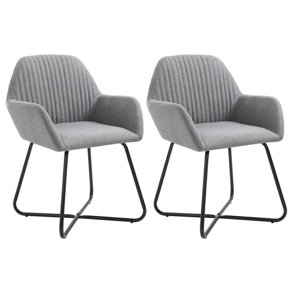 Dining Chair Set of 2 Light Grey Polyester Standard Ergonomic