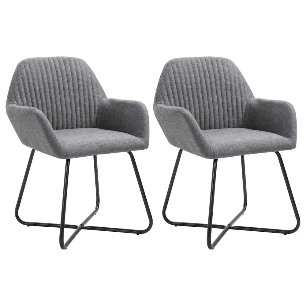 Dining Chair Set of 2 Dark Gray Fabric and powder-coated steel