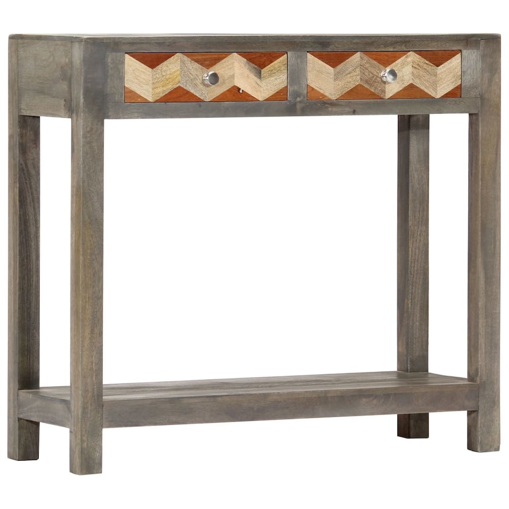 vidaXL Console Table Gray 33.9"x11.8"x29.9" Solid Mango Wood, 282737