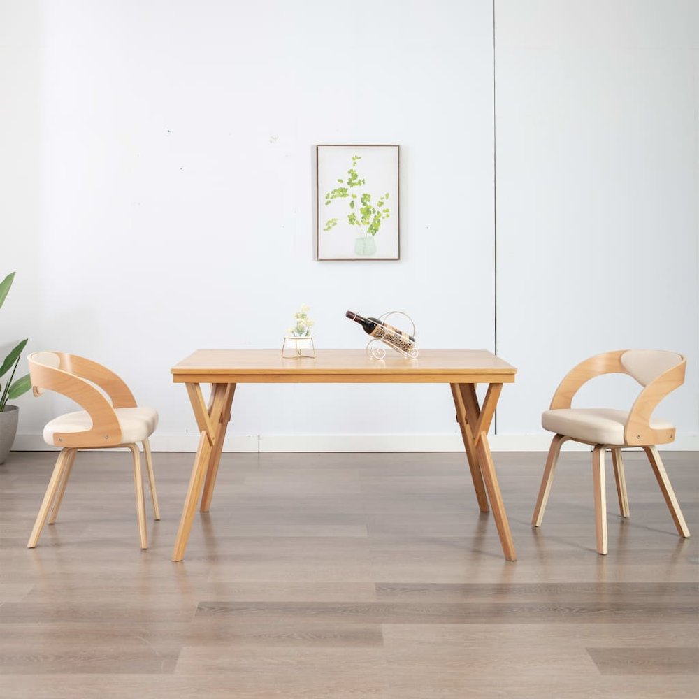 Dining Chairs 2 pcs Cream Bent Wood and Faux Leather