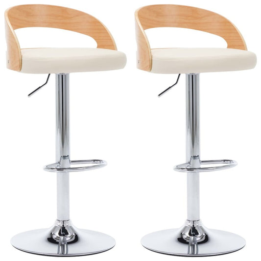 Bar Chair Set of 2 Cream and light brown