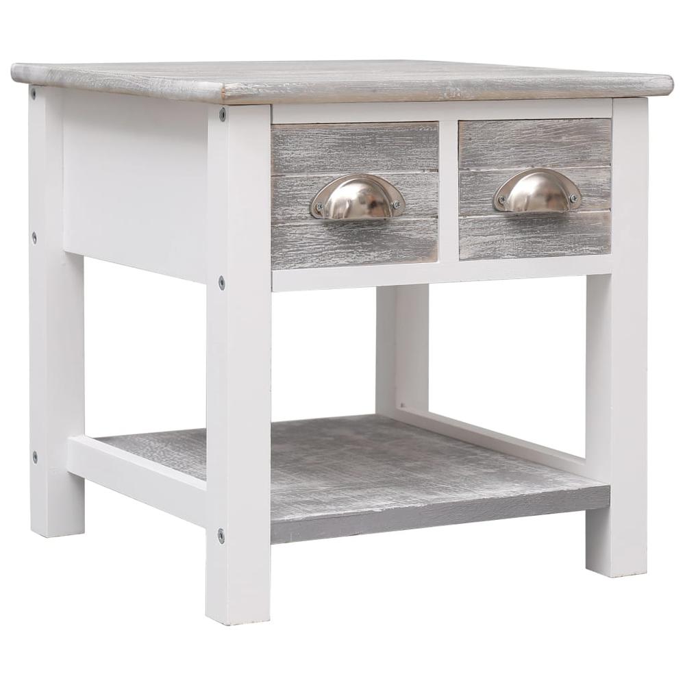 vidaXL Side Table Gray 15.7"x15.7"x15.7" Paulownia Wood, 284066