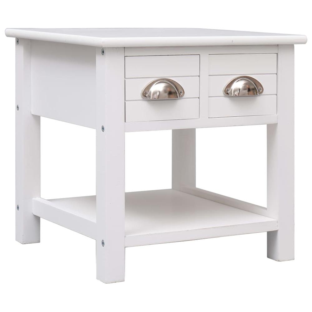 vidaXL Side Table White 15.7"x15.7"x15.7" Paulownia Wood, 284068