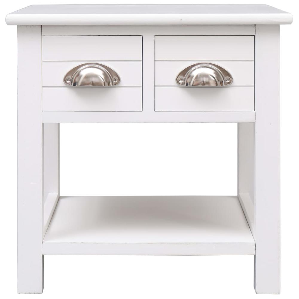 vidaXL Side Table White 15.7"x15.7"x15.7" Paulownia Wood, 284068