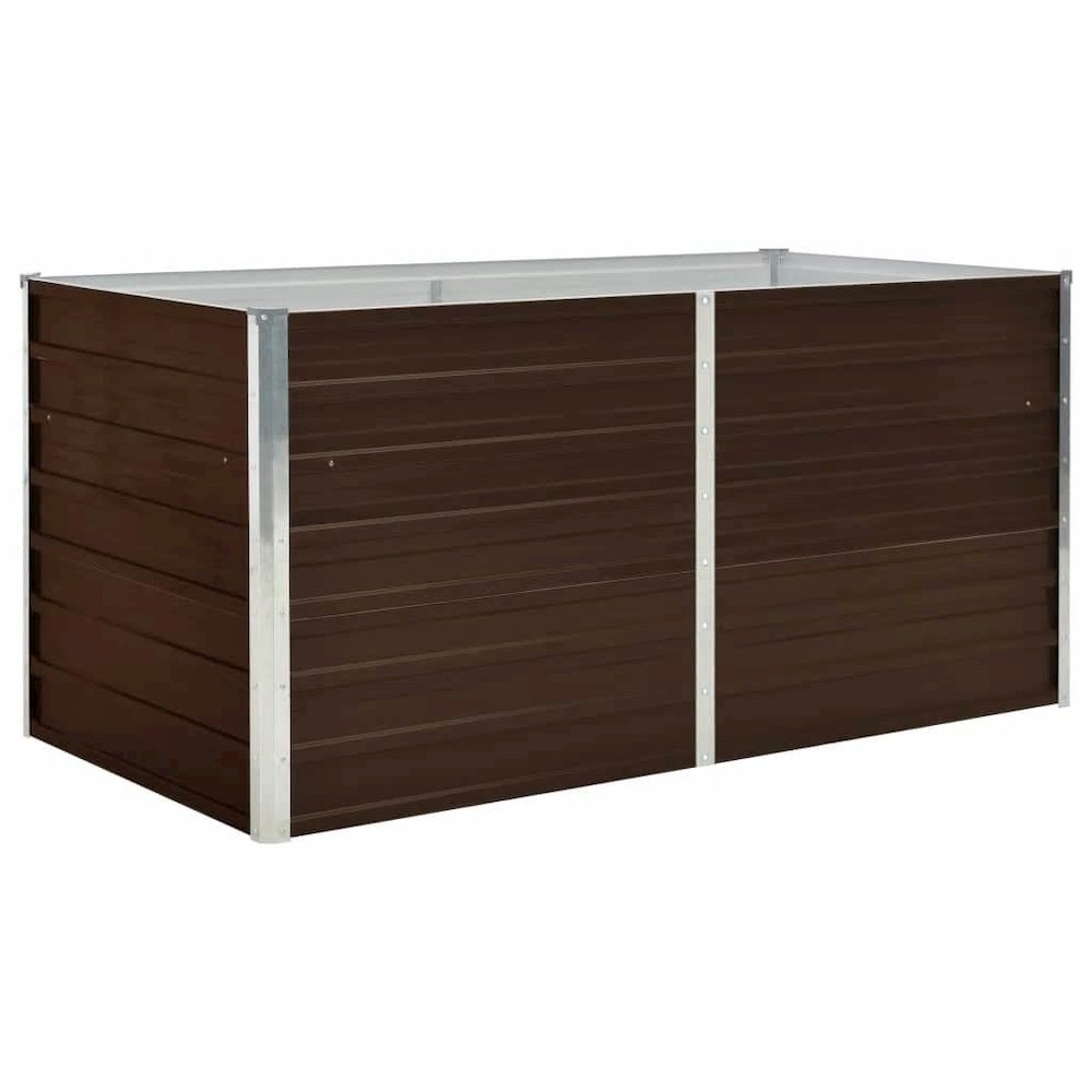 vidaXL Raised Garden Bed Brown 63"x31.5"x30.3" Galvanized Steel 5709