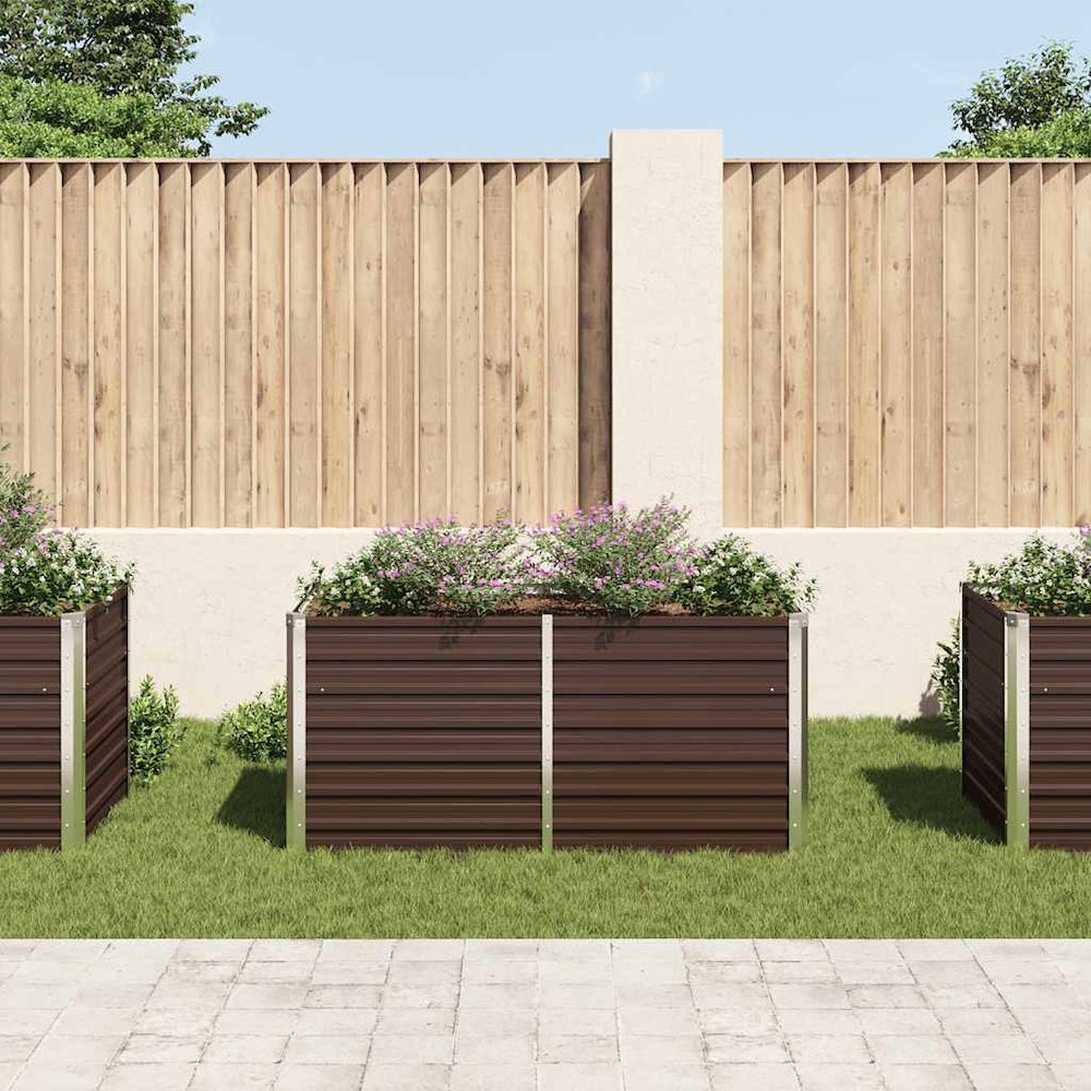 vidaXL Raised Garden Bed Brown 63"x31.5"x30.3" Galvanized Steel 5709