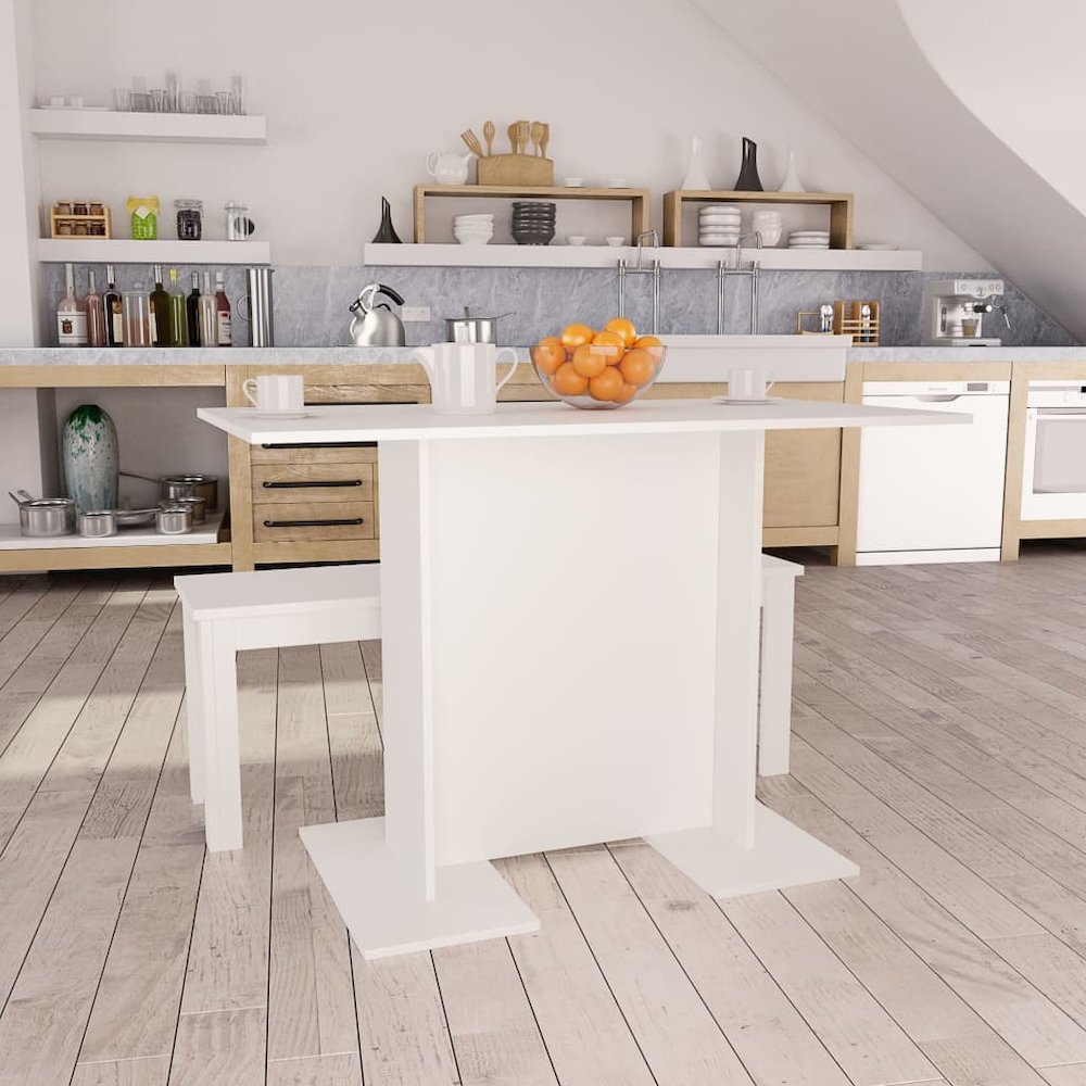 vidaXL Dining Table White 43.3"x23.6"x29.5" Chipboard, 800243