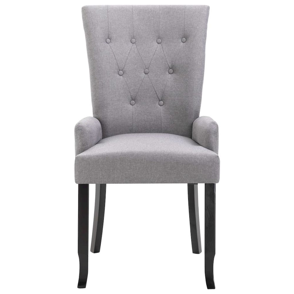 Dining Chairs with Armrests 6 pcs Light Gray Fabric