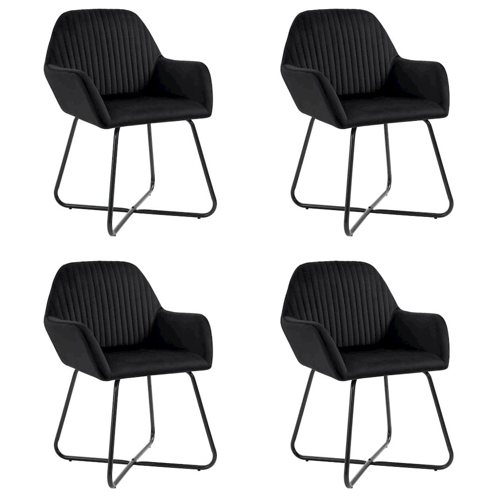 Dining Chair Set of 4 Black Velvet and steel Standard Ergonomic
