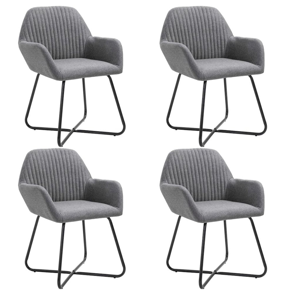 Dining Chair Set of 4 Dark Grey Fabric and powder-coated steel