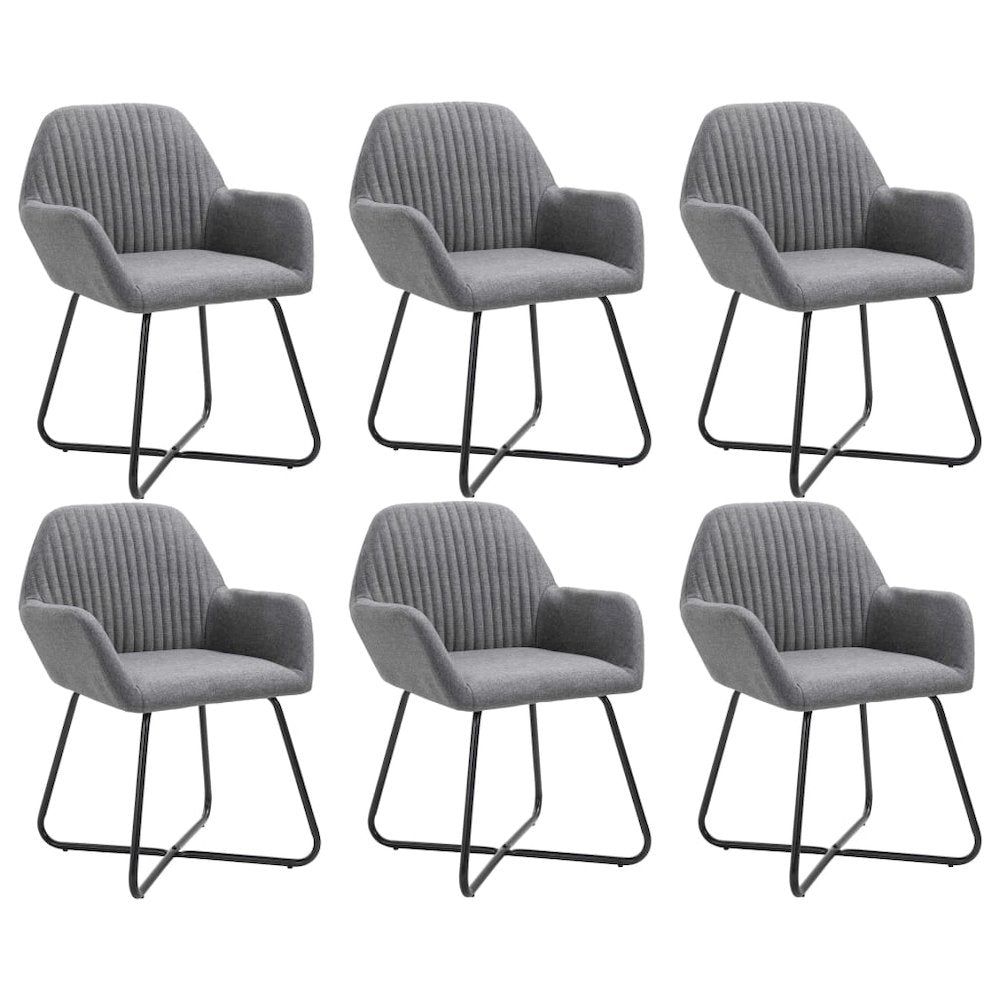 Dining Chair Set of 6 Dark Gray Polyester, Powder-coated Steel