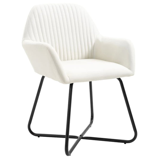 Dining Chair Set of 4 Cream Fabric Standard Ergonomic