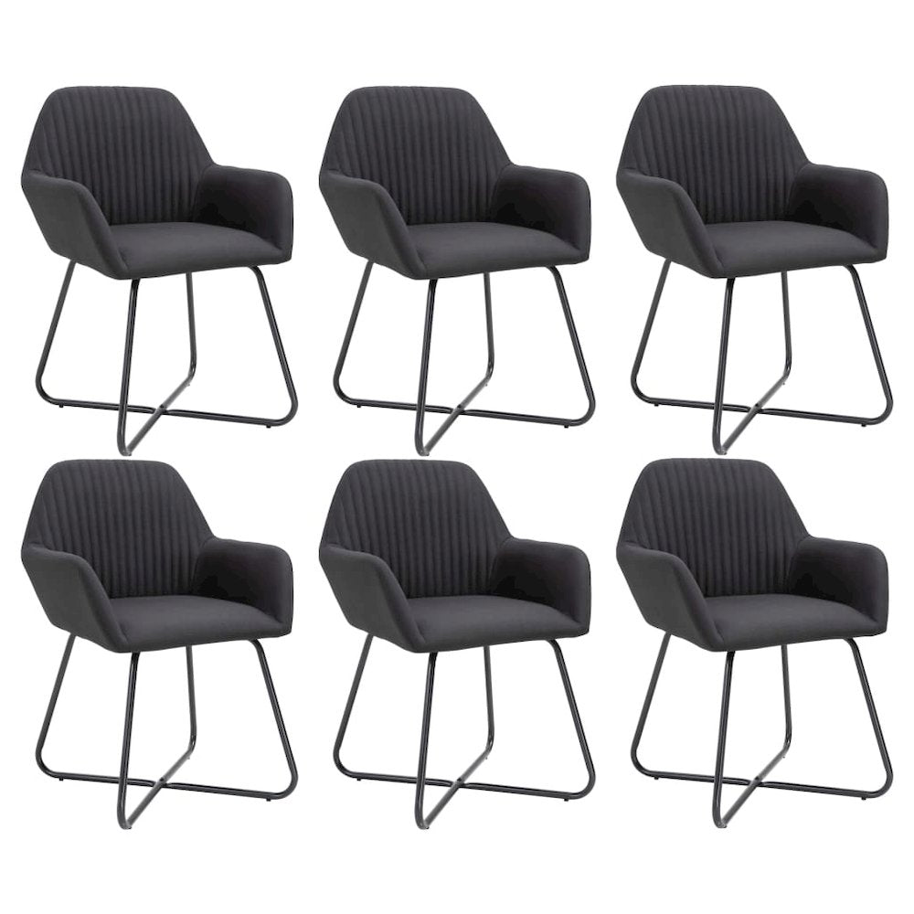 Dining Chair Set of 6 Black Polyester and powder-coated steel