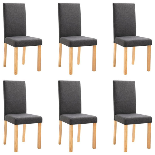 Dining Chair Set of 6 Dark Gray Fabric Standard Ergonomic
