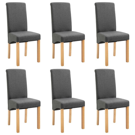 Dining Chair Set of 6 Gray Fabric and wood Standard Ergonomic