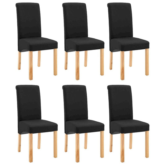 Dining Chair Set of 6 Black Fabric and wooden frame Standard