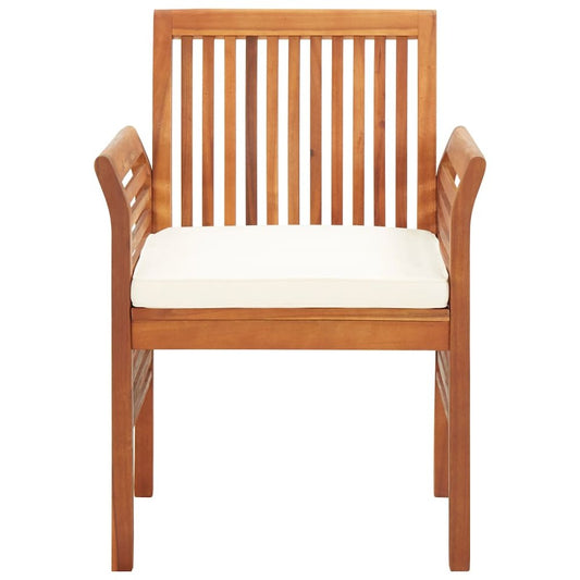 Dining Chair Brown frame and cream cushion Solid acacia wood
