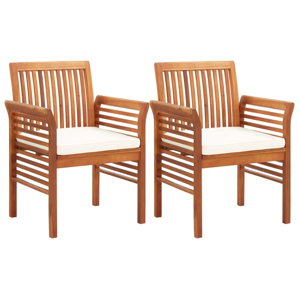 Dining Chair Set of 2 Brown Solid acacia wood Medium