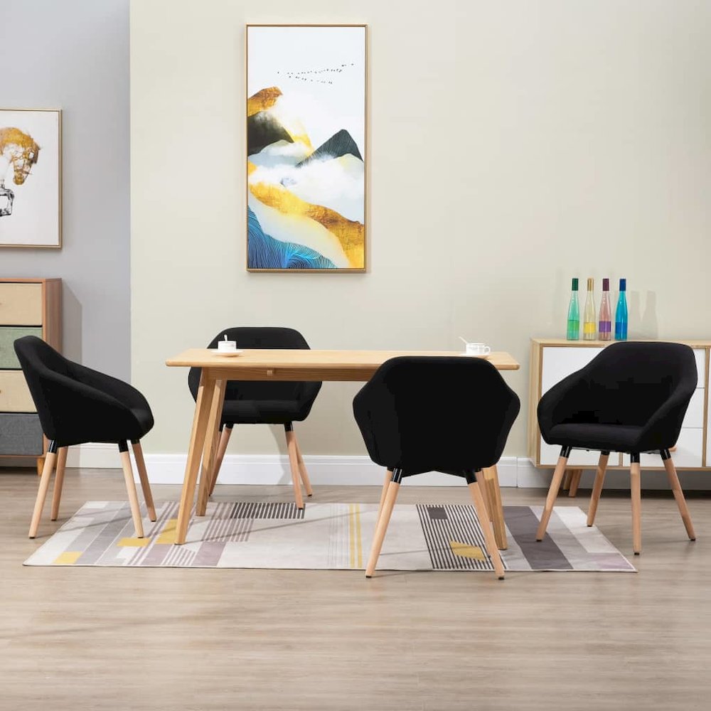Dining Chairs 4 pcs Black Fabric